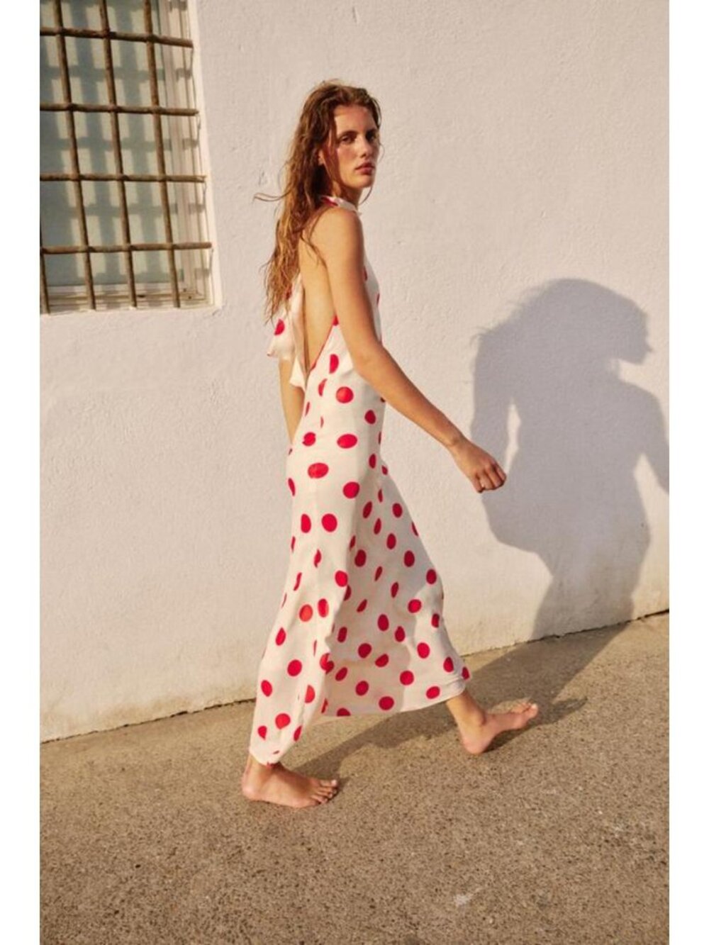 ZARA POLKA DOT HALTER MIDI DRESS